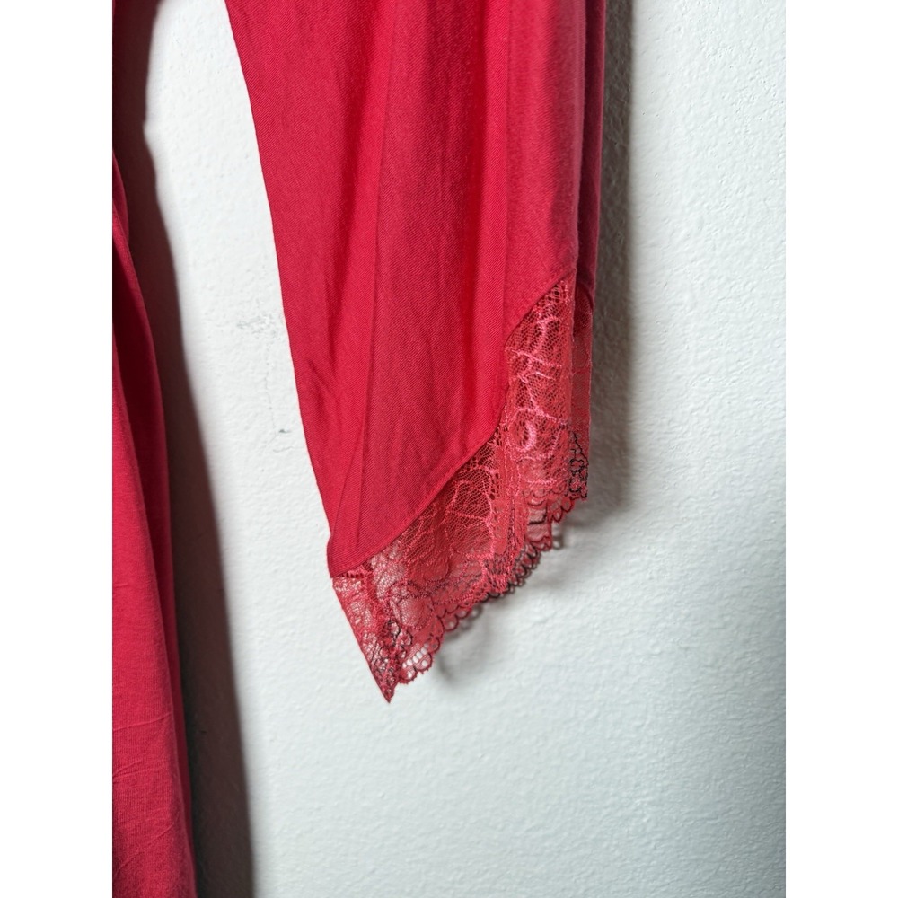 EBERJEY Mariana Modal Blend Lace‎ Belted Kimono Robe : RED - Women's L Large - Picture 2 of 7